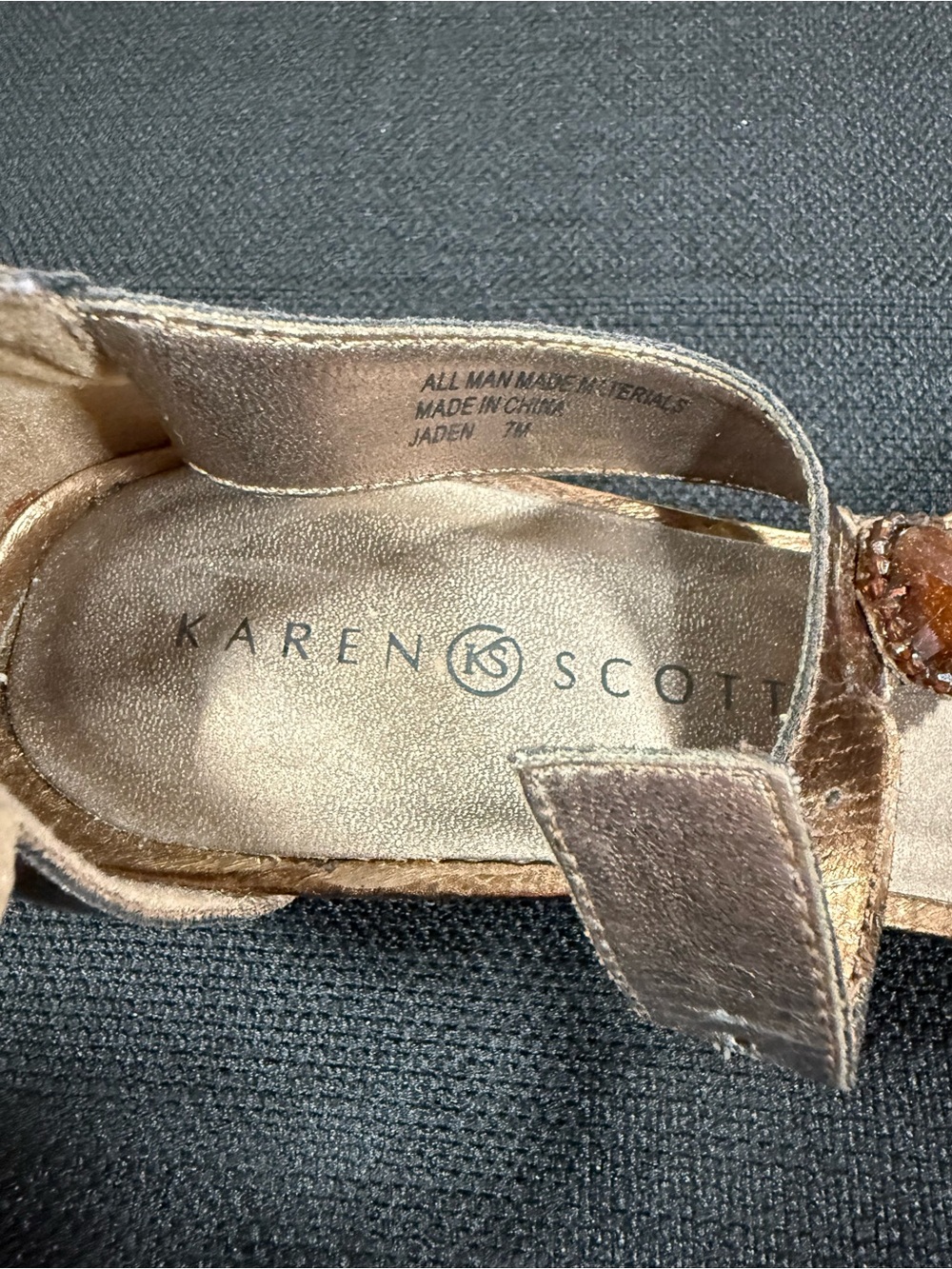 Karen Scott Bronze Jeweled T-Strap Heels‎ - Picture 2 of 8